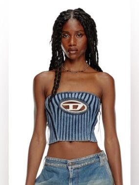 Diesel M-Clarksville Womens Bouclé Bandeau Top stonewashed knit blue size small